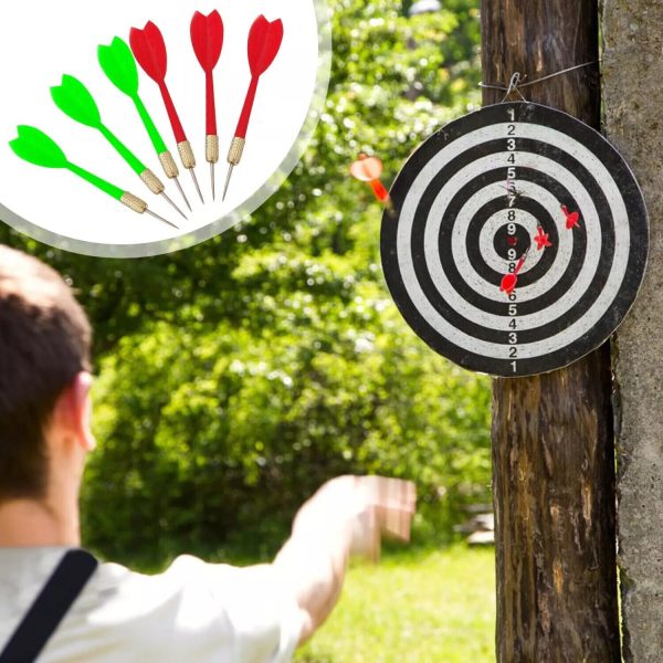 SIZE 17  DARTBOARD SET 6 DARTS  FAMILY DART BOARD GAME ADULTS KIDS XMAS